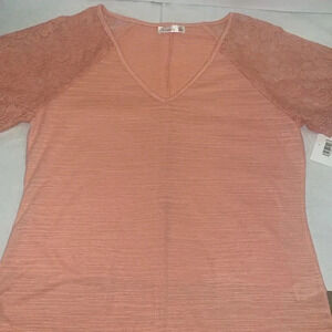 89th Madison Apricot Nectar short sleeve blouse.